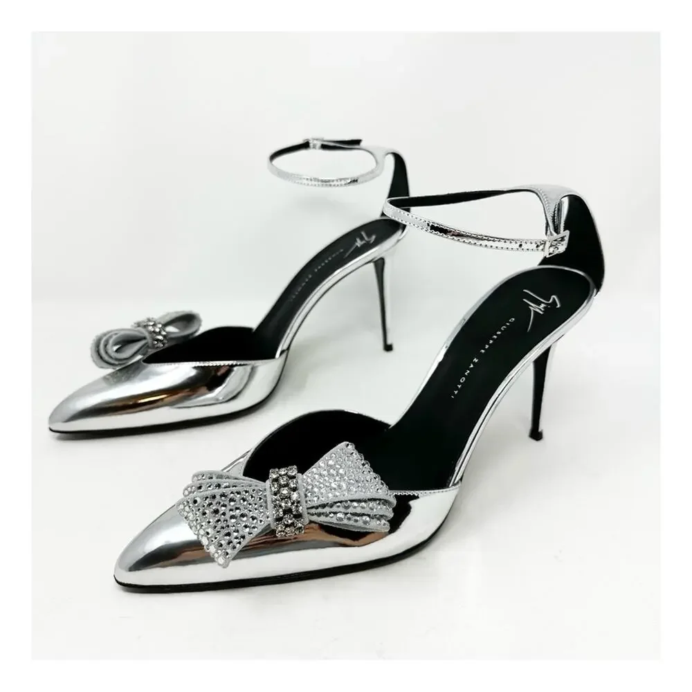 Giuseppe Zanotti Crystal Bow Ankle Strap Heels Womens Size EU 41